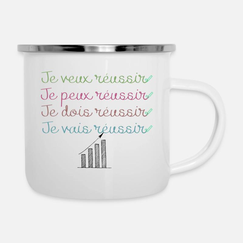 Positive Affirmation - Emaille-Tasse - Weiß