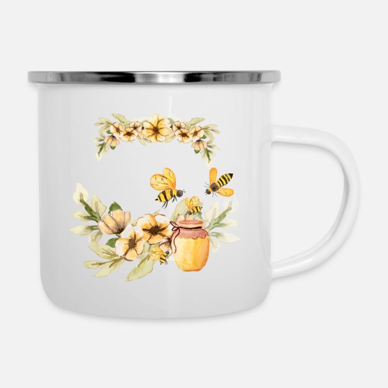 Pot de miel - Tasse émaillée - blanc