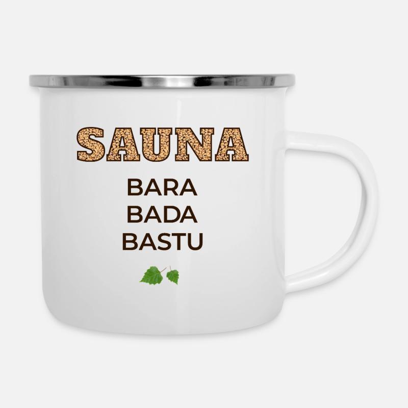 Sauna Nur Baden Sauna - Emaille-Tasse - Weiß