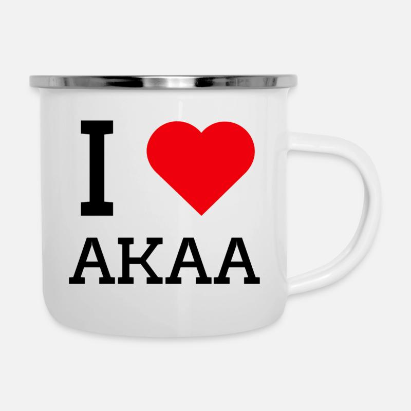 Ich liebe Akaa - Emaille-Tasse - Weiß