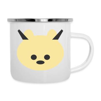 Gehörnter Bär Kuschel-Symbol - Emaille-Tasse - Weiß - Rechts