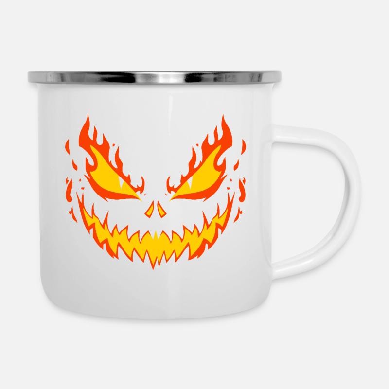Inferno-Schädelgrinsen - Emaille-Tasse - Weiß
