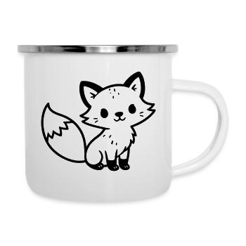 Fuchs Niedlich - Emaille-Tasse - Weiß - Rechts