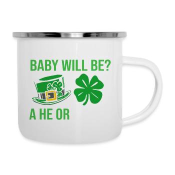 Révélation du sexe de la fête de bébé : la Saint-Patrick - Tasse émaillée - blanc - Droite