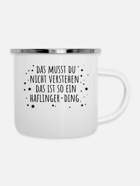 Haflinger-Ding - Emaille-Tasse - Weiß