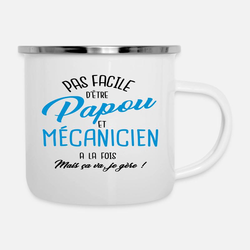 Papou et mécanicien - Tasse émaillée - blanc