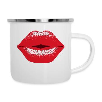 lèvres rouge à lèvres Embrasser déclaration sexy Fun - Tasse émaillée - blanc - Droite