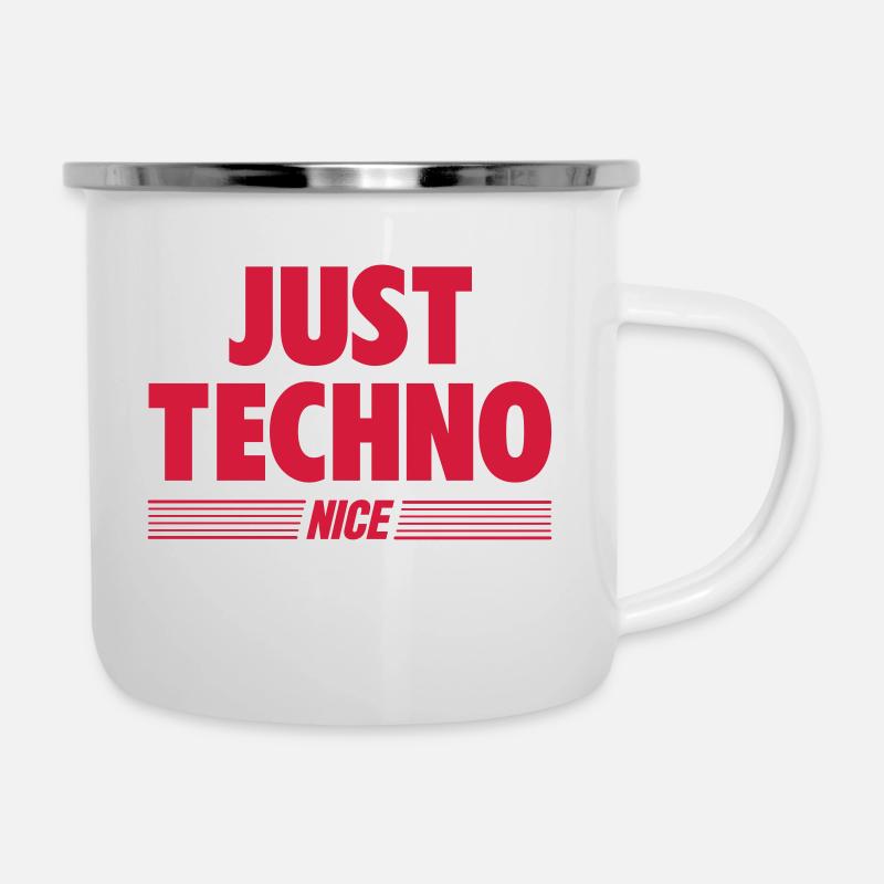 Nur Techno - Emaille-Tasse - Weiß