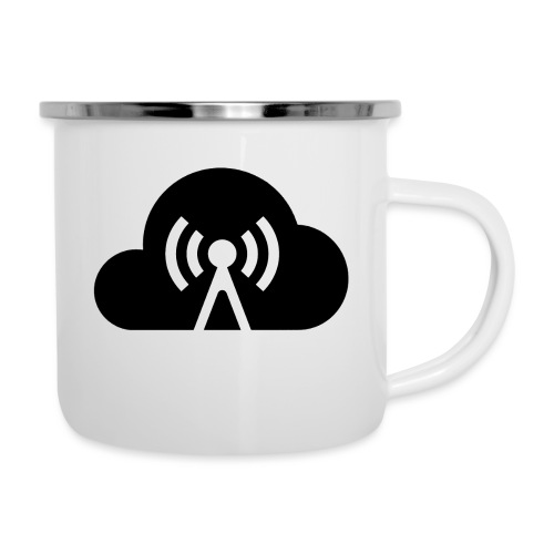 Cloud Cast Wolke schwarz mit Schriftzug - Emaille-Tasse
