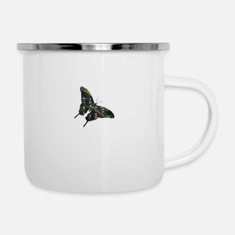 Forêt de papillons - Tasse émaillée - blanc
