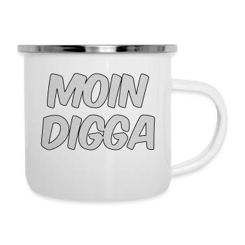 Moin Digga Hamburg - Emaille-Tasse - Weiß - Rechts