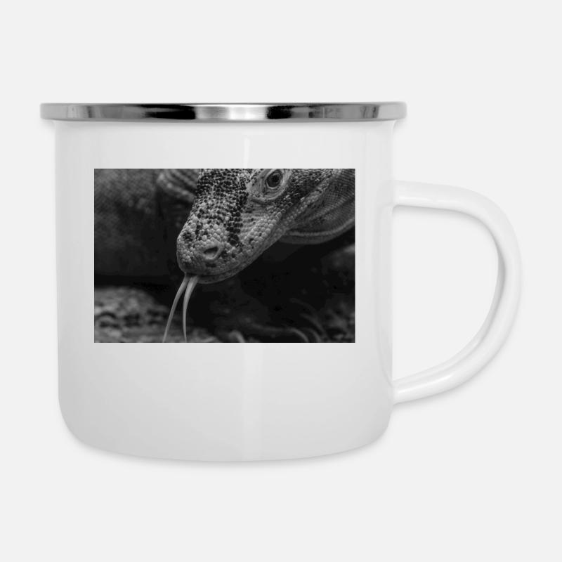 Der Varan - Emaille-Tasse - Weiß
