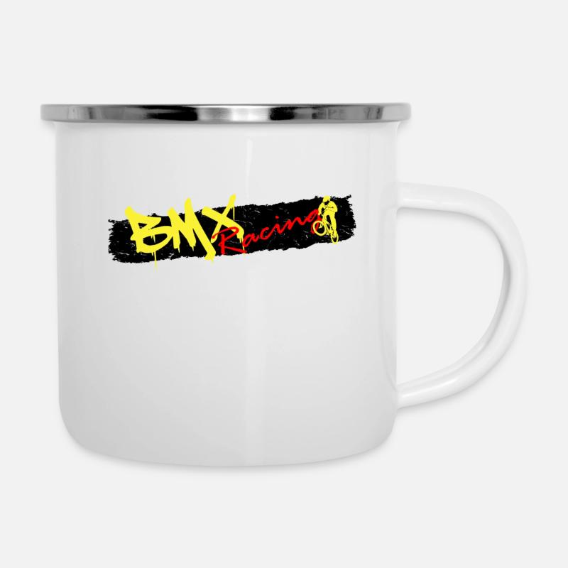 BMX Racing Tee - Emaille-Tasse - Weiß