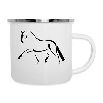Dressurpferd 2 - Emaille-Tasse - Weiß - Rechts
