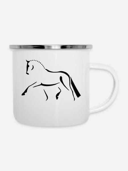 Dressurpferd 2 - Emaille-Tasse - Weiß