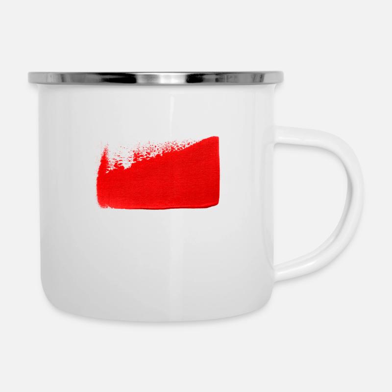 Rote Farbe - Emaille-Tasse - Weiß