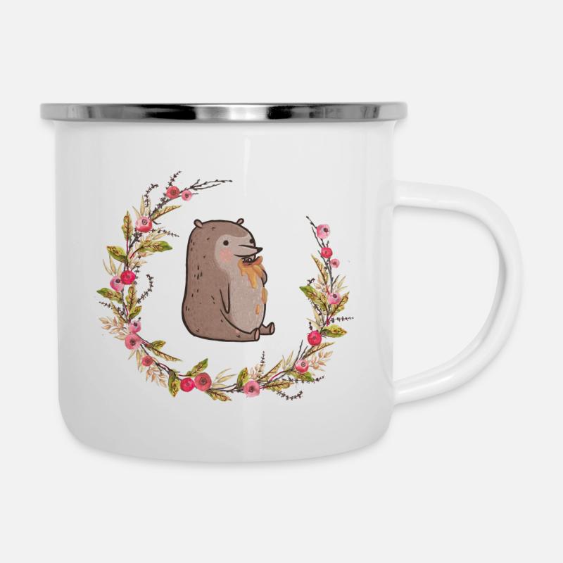 Honey bear with redcurrants - Camper Mug - white
