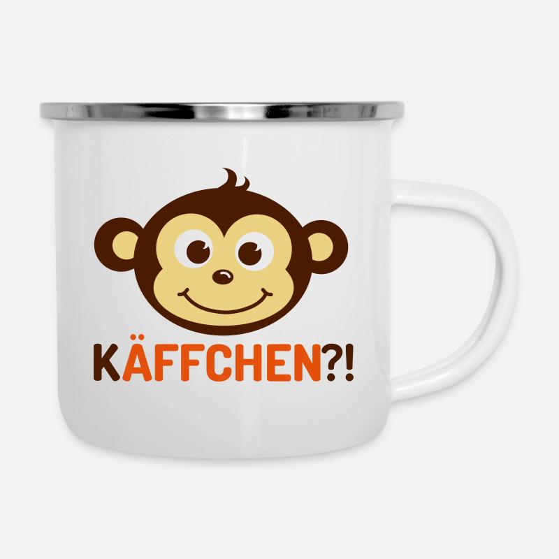 Monkey Käffchen 3 - Emaille-Tasse - Weiß