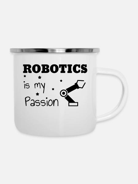 Robotik / Roboter / Robot / Robotics - Emaille-Tasse - Weiß