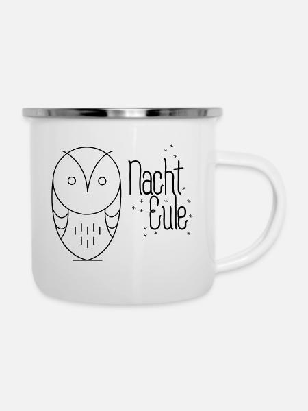Nachteule - Emaille-Tasse - Weiß