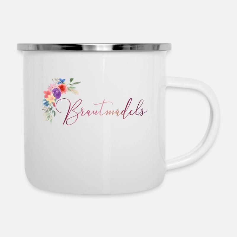 Blumen Braut Maedels 2 - Emaille-Tasse - Weiß