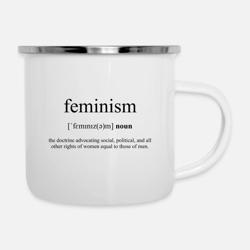 Feminism (Feminismus) Definition Dictionary - Emaille-Tasse - Weiß