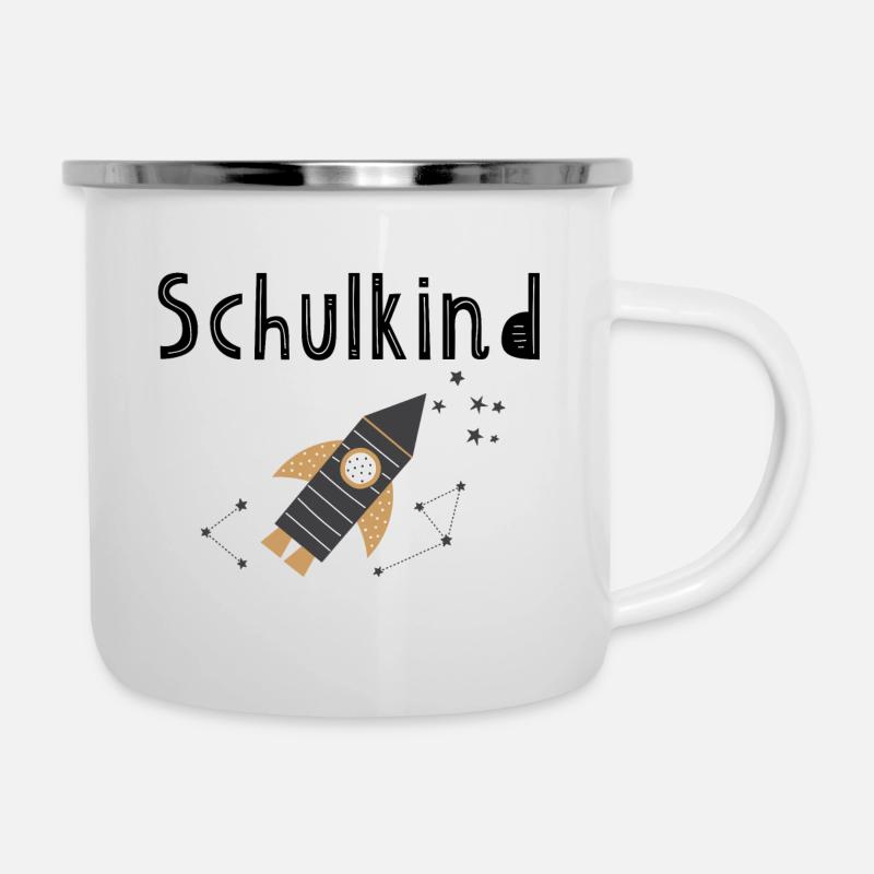 Schulkind Rakete Jungen - Emaille-Tasse - Weiß