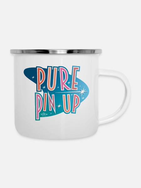 Blaue Atom-PPU - Emaille-Tasse - Weiß