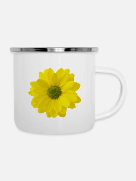Blume gelb - Emaille-Tasse - Weiß