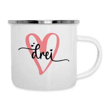 Dritter Geburtstag Herz / 3. Geburtstag / Drei - Emaille-Tasse - Weiß - Rechts