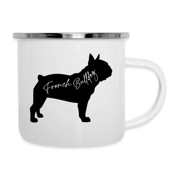 French Bulldog - Emaille-Tasse - Weiß - Rechts