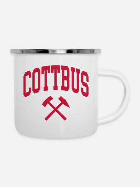 Cottbus - Emaille-Tasse - Weiß