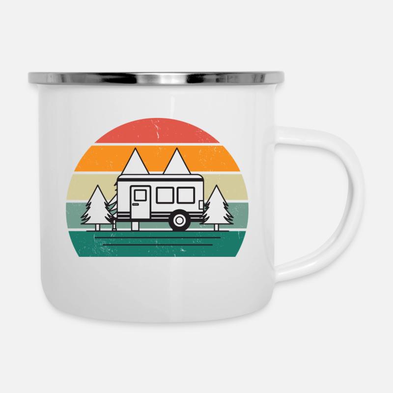 Camping Rétro Nature - Tasse émaillée - blanc