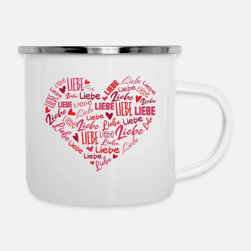Liebe Herz Love - Valentinstag verliebt Muttertag - Emaille-Tasse - Weiß