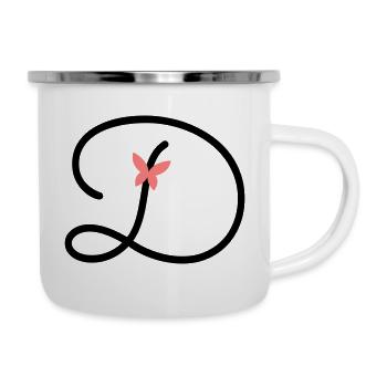 Buchstabe D Schmetterlingsbuchstabe - Emaille-Tasse - Weiß - Rechts