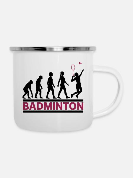 Evolution Badminton Damen Smash Cool - Emaille-Tasse - Weiß