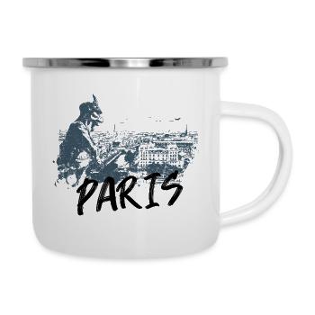 Paris mit dem Wasserspeier von Notre Dame - Emaille-Tasse - Weiß - Rechts