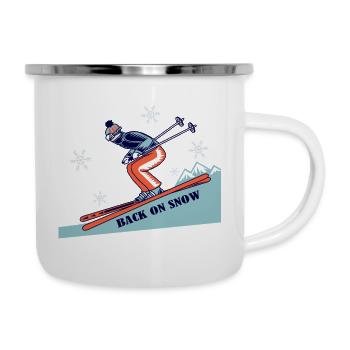 Zurück auf Schnee Retro-Skifahren - Emaille-Tasse - Weiß - Rechts