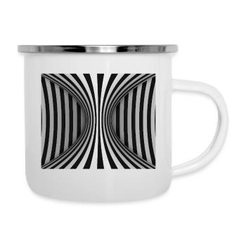 Optischer gestreifter Tunnel - Emaille-Tasse - Weiß - Rechts