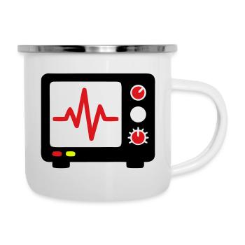 EKG Monitor Herzschlag Medizin - Emaille-Tasse - Weiß - Rechts