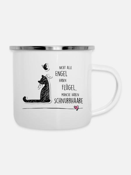 CAT ANGEL - Emaille-Tasse - Weiß