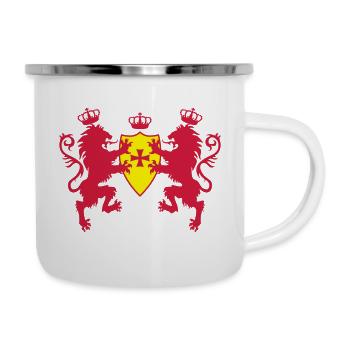 Loewen mit dem Ritterschild Templer Kreuz Krone 2c - Emaille-Tasse - Weiß - Rechts
