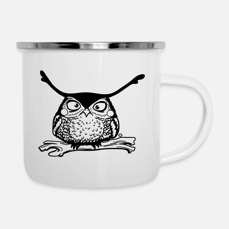 Hoernereule - Emaille-Tasse - Weiß