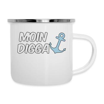Moin Digga Hamburg - Emaille-Tasse - Weiß - Rechts