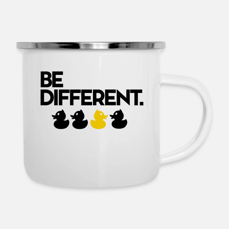 Be Different Yellow Squeak Duck - Camper Mug - white