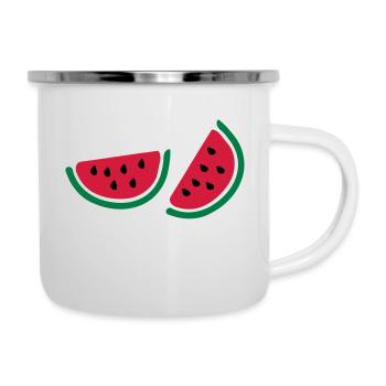 Halb watermelon_fruits - Emaille-Tasse - Weiß - Rechts