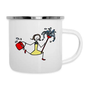 Femme de ménage - Tasse émaillée - blanc - Droite
