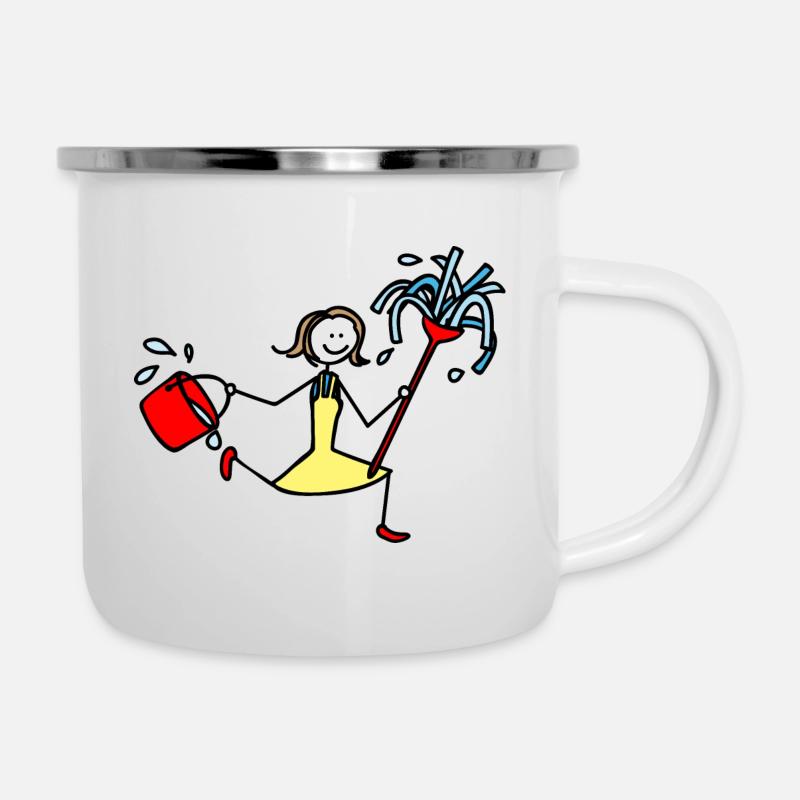 Putzfrau - Emaille-Tasse - Weiß