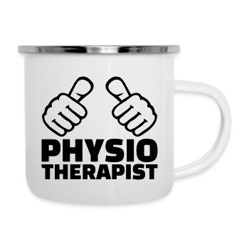 Physiotherapeut - Emaille-Tasse - Weiß - Rechts