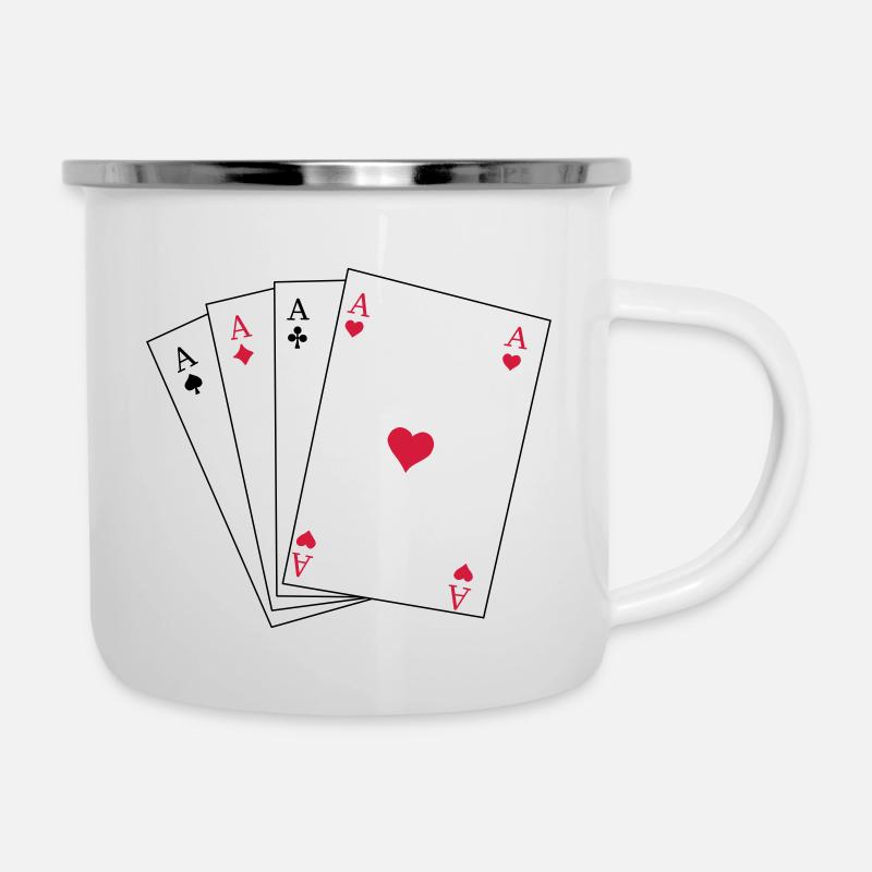 Spielkarten Ass - Emaille-Tasse - Weiß